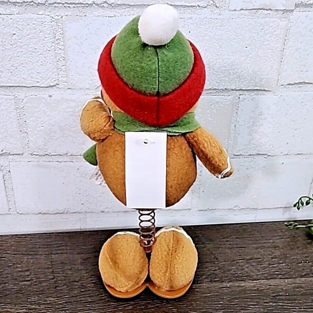 Gingerbread Man Plush Shelf Sitter Wiggler Christmas Tabletop Home Decor 9" NEW - Picture 4 of 8